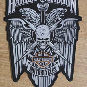 Harley davidson WINGS SKULL Large Back Patch for custom biker vest
