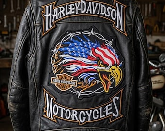 harley Davidson Eagle style embroidery patch set of 3 iron on