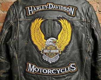 Harley Davidson Eagle Rocker Patch Set: Motorcycle Jacket Embroidery (3 Pieces)