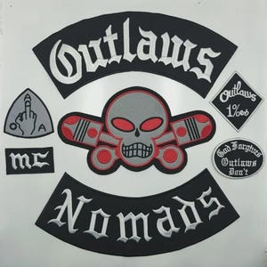 Outlaw Chicago/Nomad Alabama Forgives Biker Patch Embroidered Iron On Rider Full Set