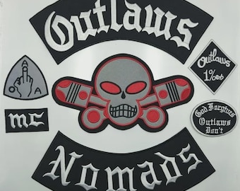 Outlaw Chicago/Nomad Alabama Forgives Biker Patch Embroidered Iron On Rider Full Set