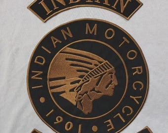 Indian Motorcycles 1901 Embroidery Set 3 Pcs Iron On 35 Cm choose one color