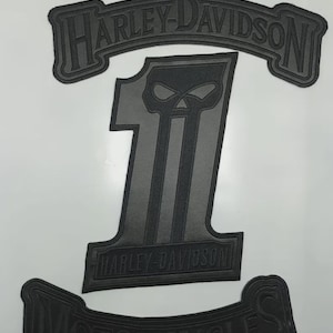 Harley Davidson No. 1 Skull Embroidery Patch Iron On for Vests Jackets image 2