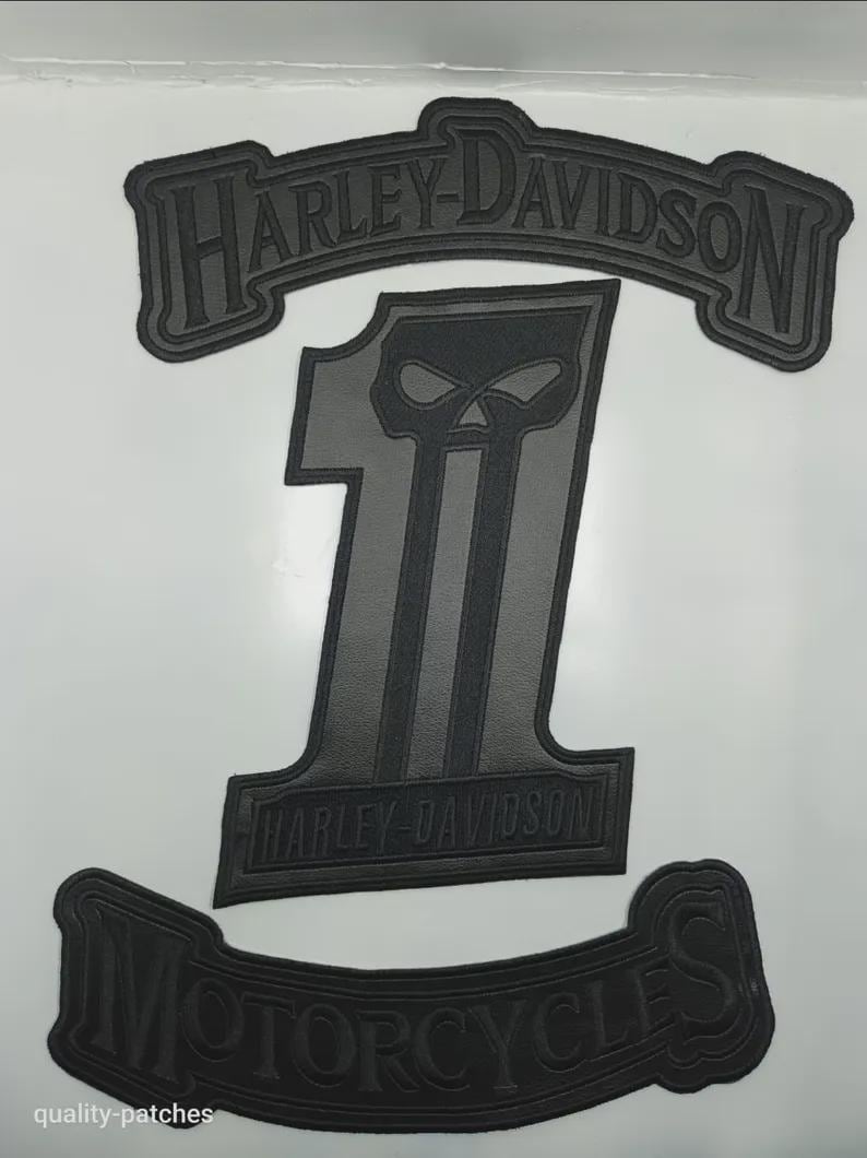 Harley Davidson No. 1 Skull Embroidery Patch Iron On for Vests Jackets image 2