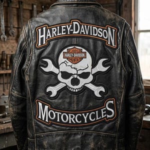 Harley Davidson Willie Rockers Embroidery Patch Set (3 Pcs) – Iron-On Jacket, Vest橙白