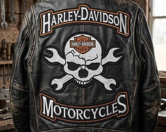 Harley Davidson Willie Rockers Embroidery Patch Set (3 Pcs) – Iron-On Jacket, Vest橙白