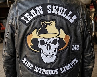 Iron Skulls MC Patch Set: Ride Without Limits Embroidery for Jackets