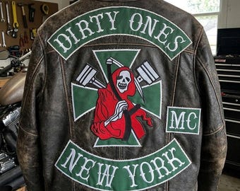 Dirty Ones MC Skull Axe New York Embroidery Patch Set (4 Iron-On)