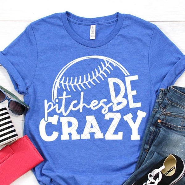 Baseball Mom Tshirt-Pitches Be Crazy-Baseball Tee-Team Mom Gift-Baseball Gift-Bella Canvas Tees