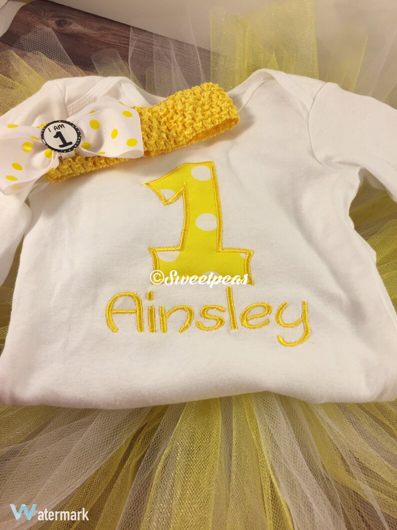 Girls 1st Birthday Outfit;1st Birthday Outfit;Cake Smash Outfit;Personalized Shirt;Girls Birthday;Birthday Tutu;Yellow Birthday;