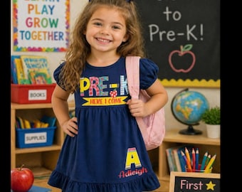 Personalized Back To School Dress: Monogrammed Pre-K Outfit