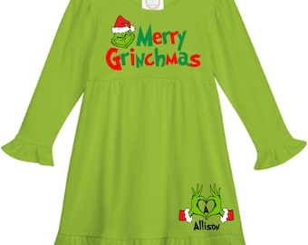 strapless open back dress Red Grinch Dress  Mini Amore Children's Boutique