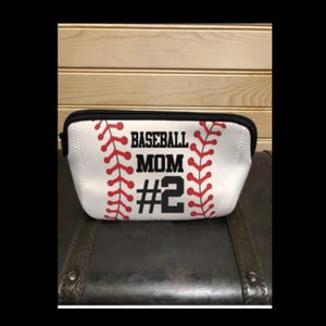 Bolsa de maquillaje de béisbol, bolso de mano de béisbol, cartera de béisbol, regalo para mamá de béisbol, bolsa de béisbol, regalo para mamá de equipo, regalo para el Día de la Madre, bolsa de béisbol personalizada