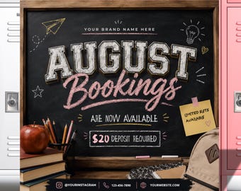 August Booking Flyer, Back to School Hair & Wig Services (Canva Template)