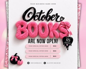 October Booking Flyer, Halloween Booking Flyer Template, Hair Lash Nail Salon Appointment Canva Template, Halloween Event Flyer, Canva