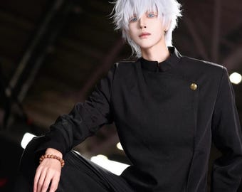 Satoru Gojo cosplay, Gojo black outfit cosplay, popular anime cosplay, male character outfit, teacher style cosplay, full cosplay set