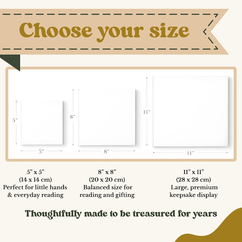 personalized baby book size chart
