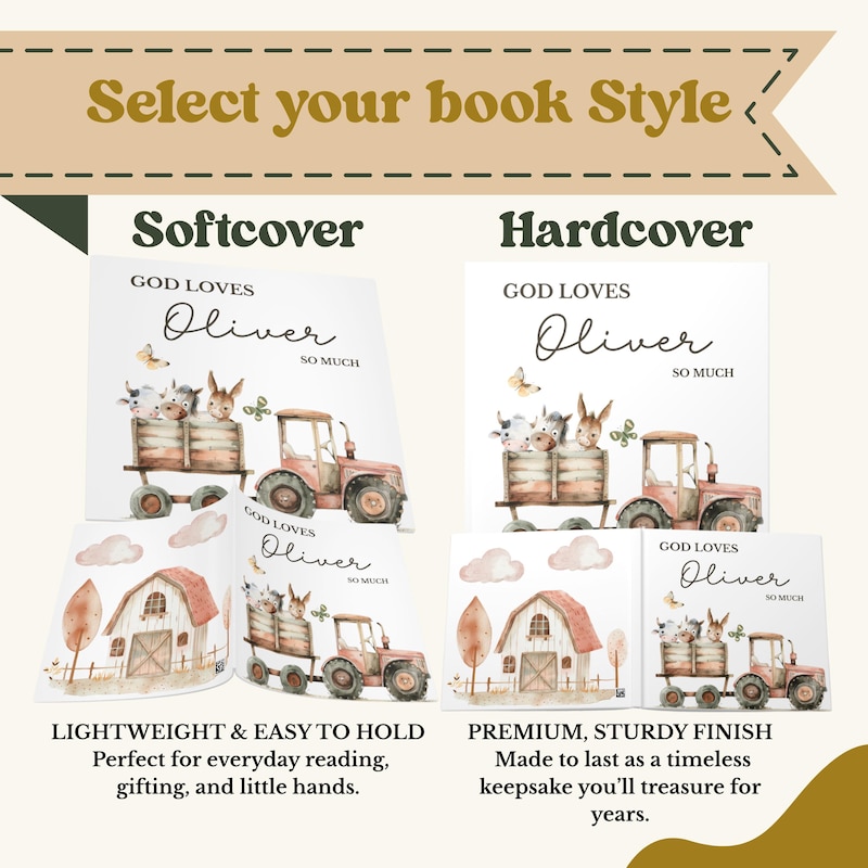 softcover and hardcover book style options