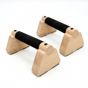 Wooden Push Up Bars | Ergonomic Grip Calisthenics Parallettes for Handstand Training