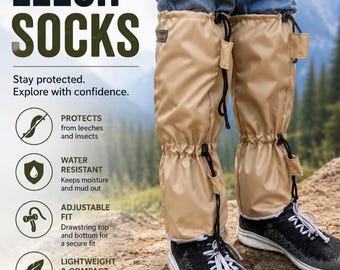 Calcetines impermeables anti-sanguijuelas para senderismo, trekking y polainas de protección en la jungla.