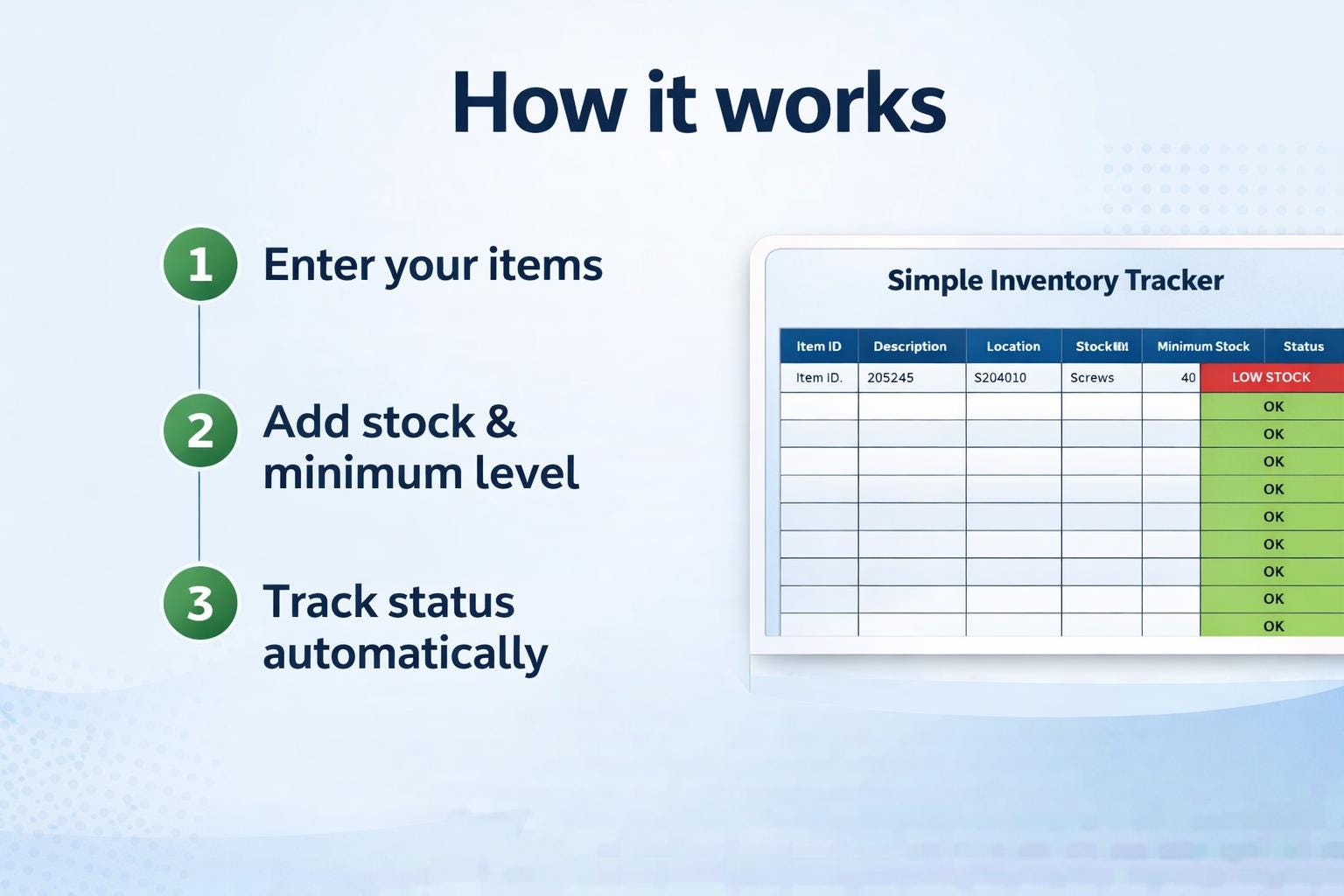 Simple Inventory Tracker Excel Template | Stock Management Spreadsheet ...