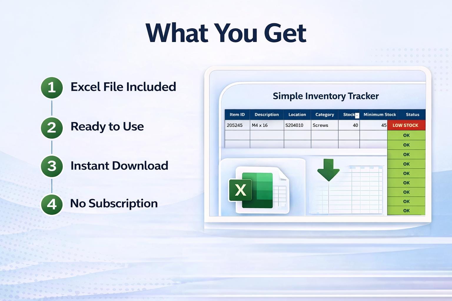 Simple Inventory Tracker Excel Template | Stock Management Spreadsheet ...