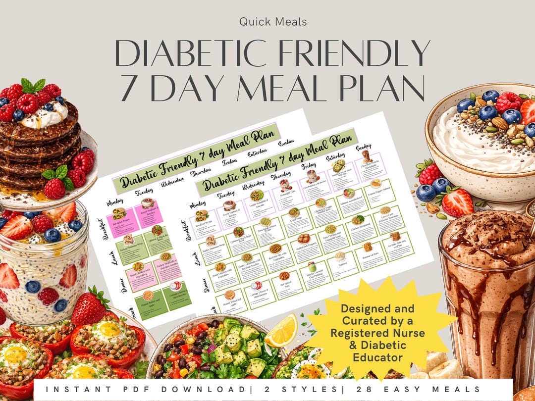 7-day Diabetes Meal Plan,printable PDF Download,pre-diabetes Meal Plan ...
