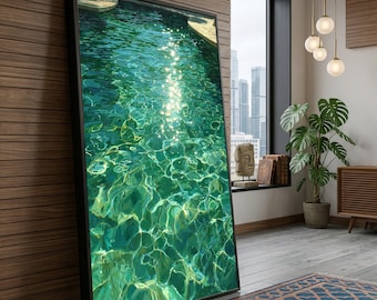 Joaquín Sorolla Inspired Sunlit Water Ripples Canvas, Coastal Light Reflection Wall Art, Mediterranean Pool Scene, Serene Ocean Vibes Decor