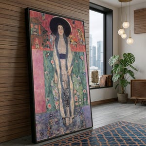 Gustav Klimt  ;  Adele Block-Bauer II 1912 , Elegant Woman in Black Hat Canvas, Vintage Fashion Wall Art, Decorative Home Canvas