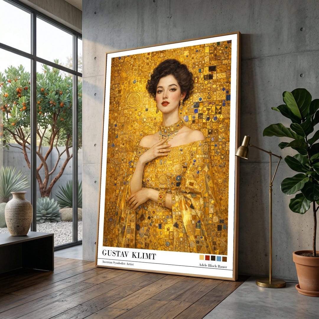 Gustav Klimt Art Reproduction, Adele Bloch Bauer Golden Portrait Canvas ...
