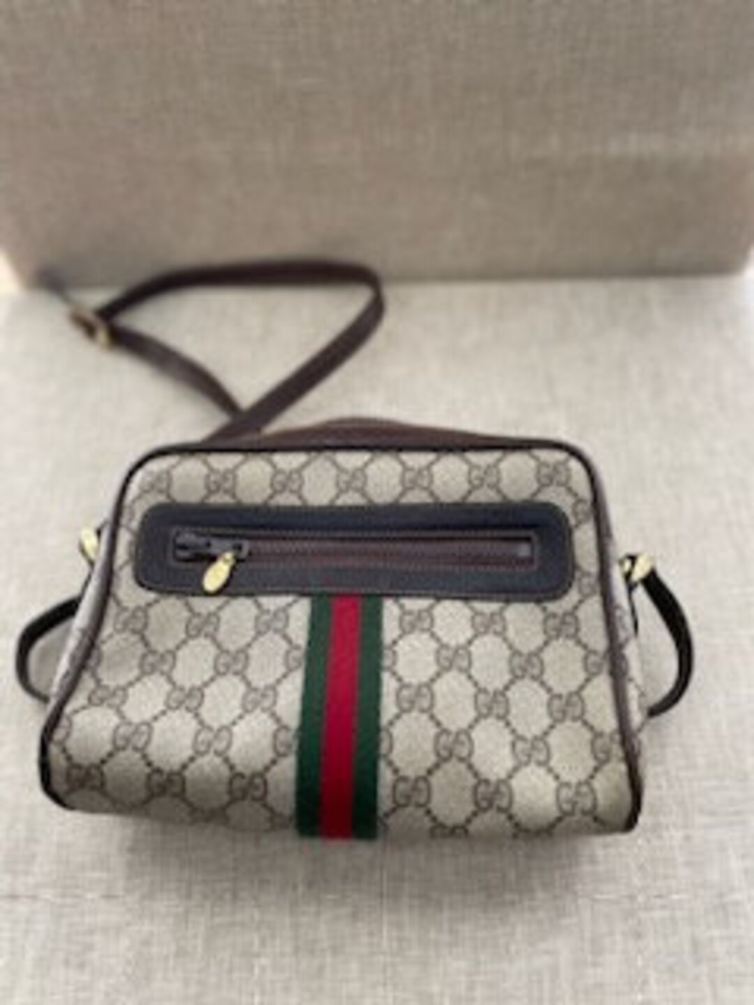 old GUCCI ビンテージ OLD GUCCI オールドグッチ シェリーライン GG柄 PVC×レザー