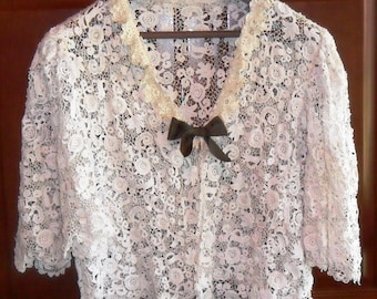 Vintage Victorian Irish Crochet Lace Jacket  c. Early 1900's