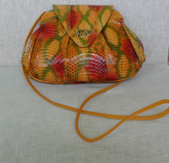 Vintage J. Renee Snakeskin Shoulder Handbag c.197… - image 2