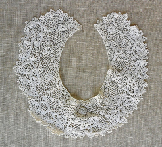 Antique Irish Crochet Lace Collar Antique Irish Crochet Lace Collar