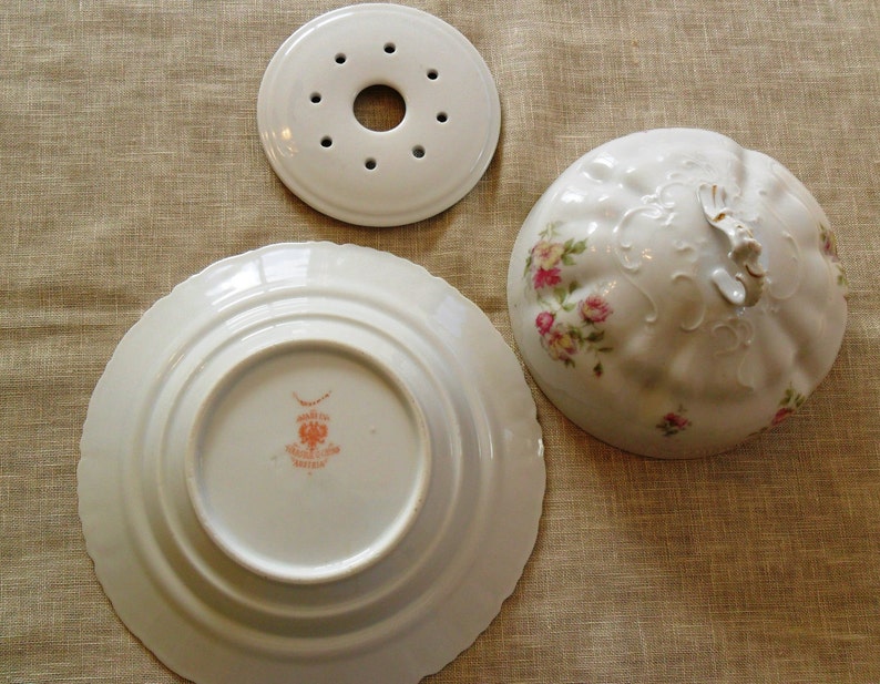 Vintage Habsburg Porcelain Cheese Dome/butter Keeper With Insert C.1910