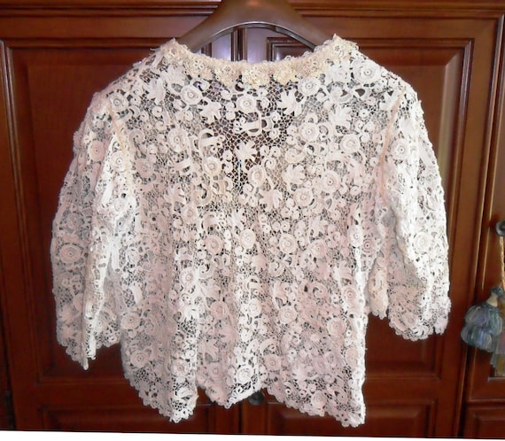 Vintage Victorian Irish Crochet Lace Jacket  c. E… - image 2