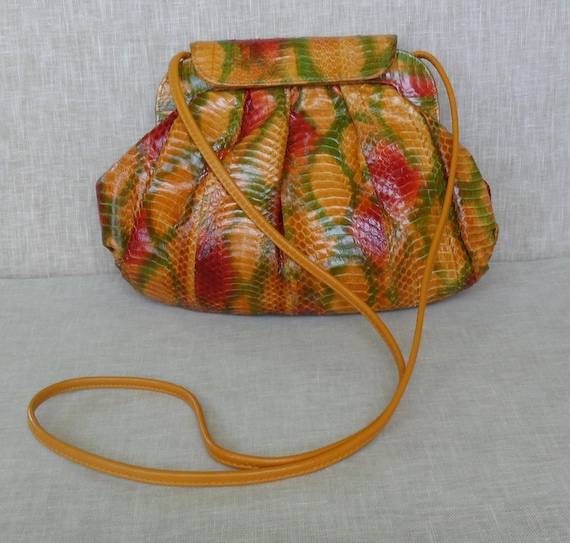 Vintage J. Renee Snakeskin Shoulder Handbag c.197… - image 3