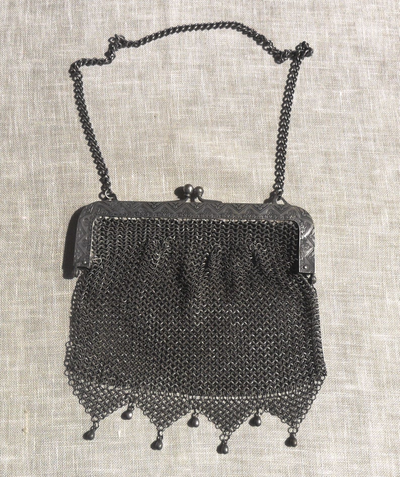 LARGE Vintage Art Nouveau German Silver Mesh Chain Handbag C.1910 - Etsy