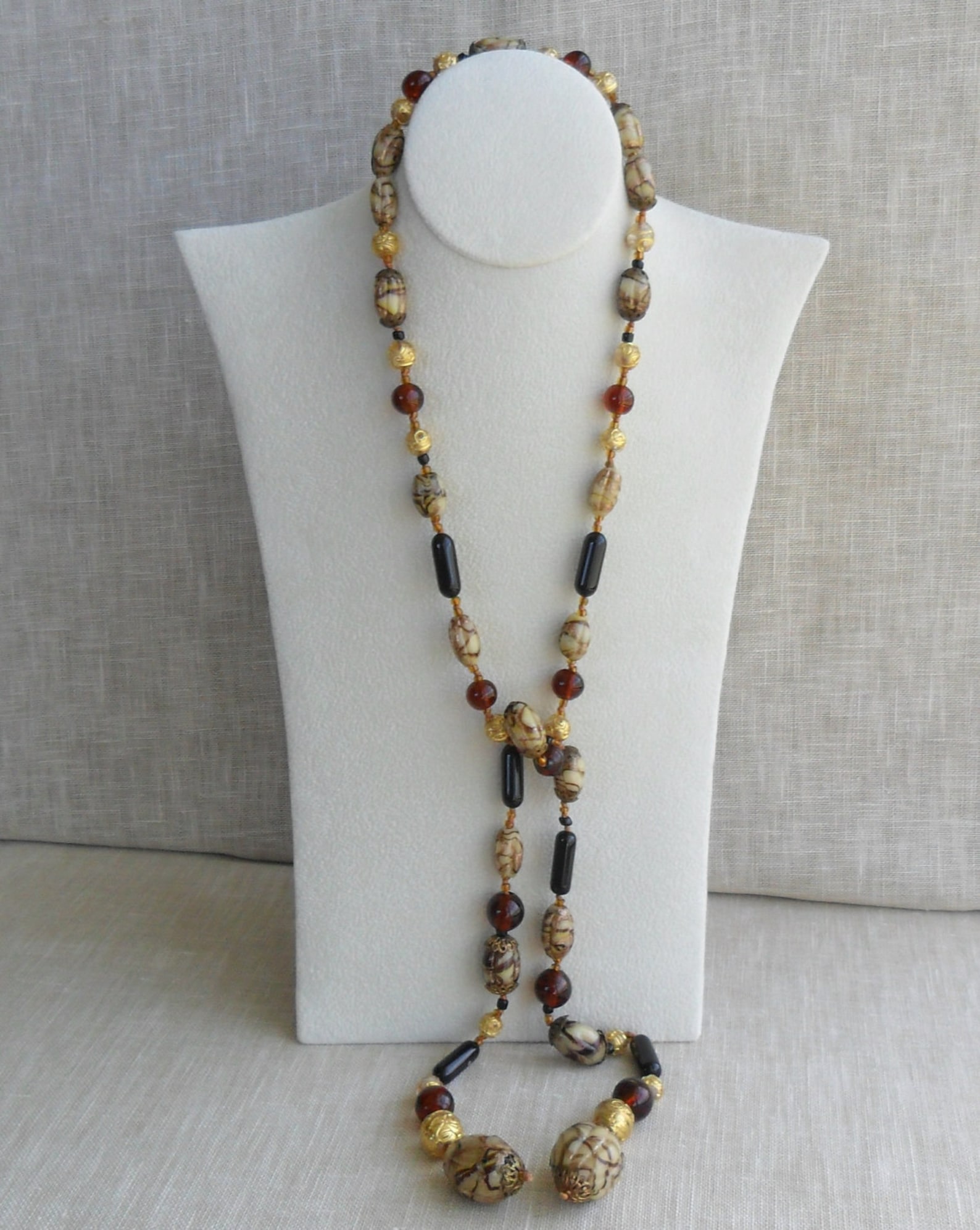 Vintage Murano Glass Foil Art Beads Lariat and Earrings Etsy