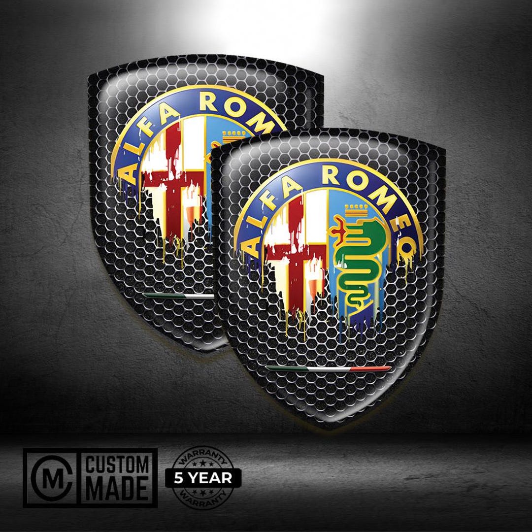 Alfa Romeo Emblem Sticker Overlay – Set of 2 Custom Domed Resin Car ...