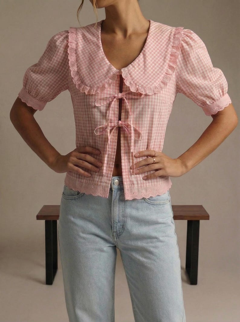 Puff Sleeve Blouse Sewing Pattern | Tie Front Blouse PDF | Summer Top ...