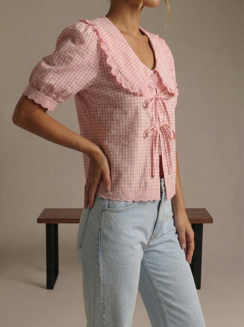 Puff Sleeve Blouse Sewing Pattern | Tie Front Blouse PDF | Summer Top ...