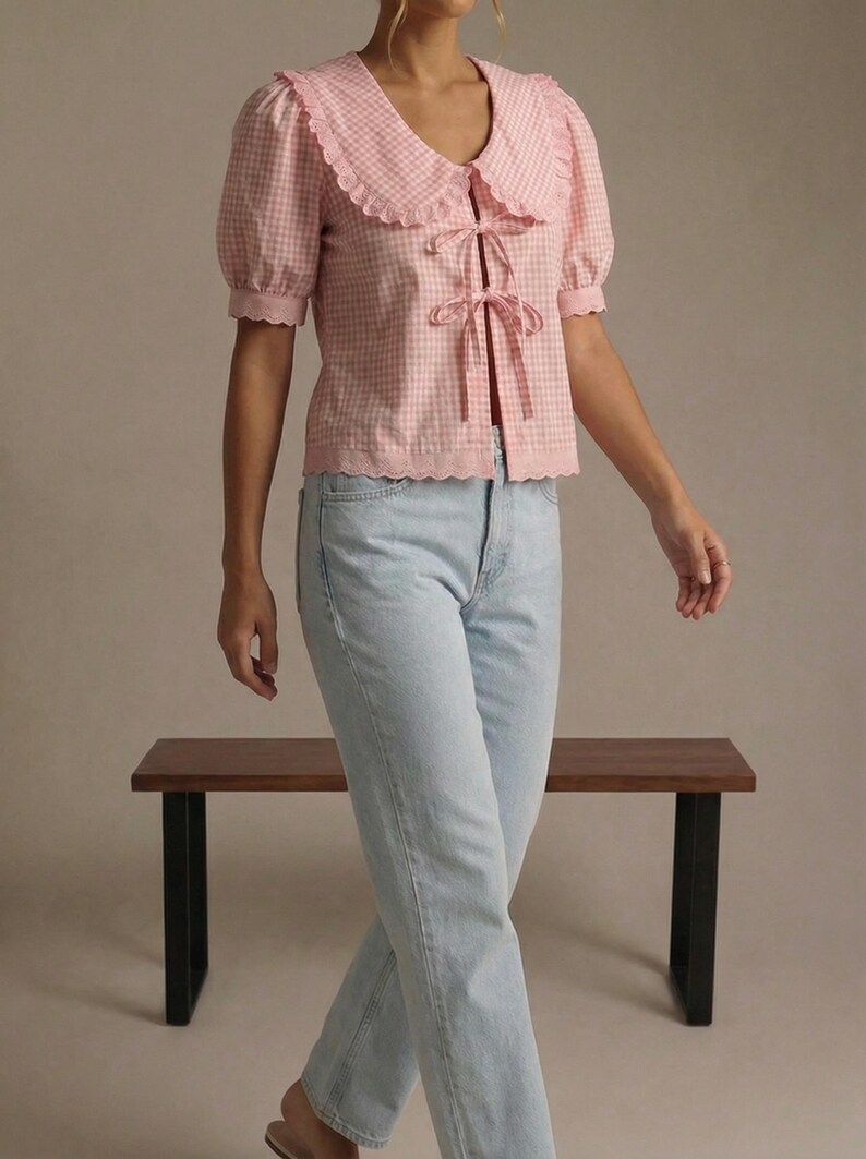 Puff Sleeve Blouse Sewing Pattern | Tie Front Blouse PDF | Summer Top ...