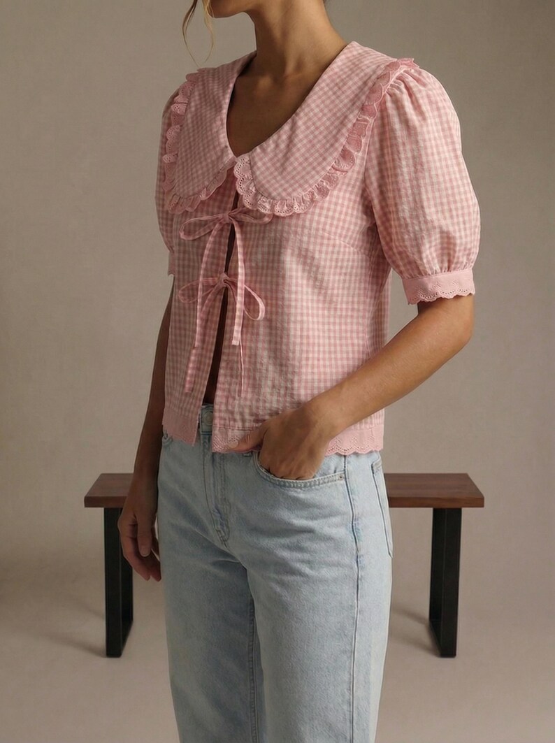 Puff Sleeve Blouse Sewing Pattern | Tie Front Blouse PDF | Summer Top ...