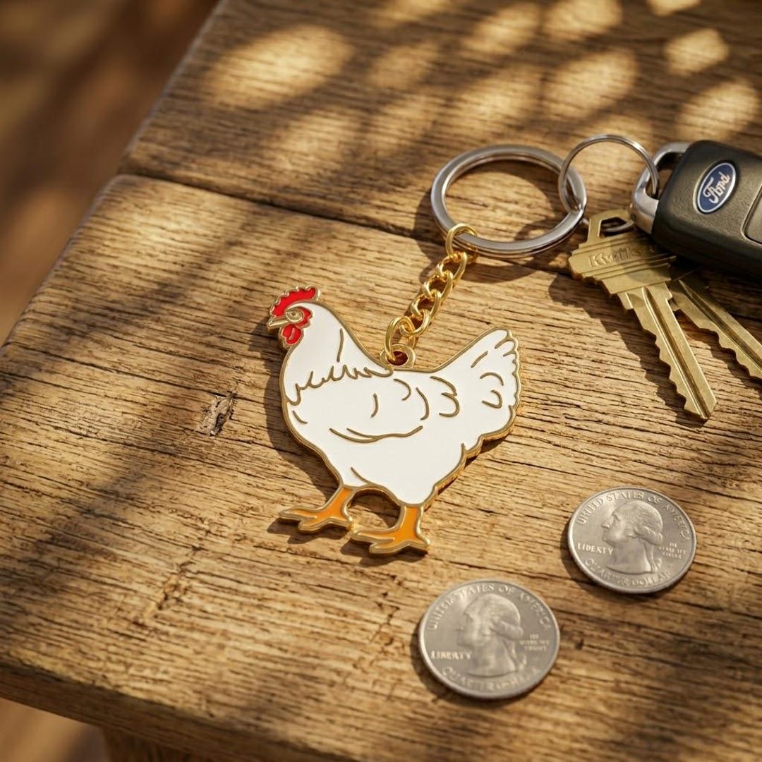 Soft Enamel Chicken Keychain Cute Farm Animal Charm Kawaii Hen Keyring ...