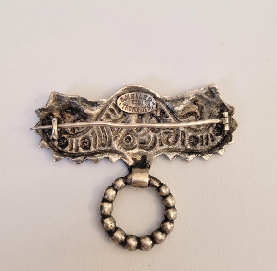 Antique Henrik Møller Silver Brooch - Norwegian Dragestil Viking Revival View 4