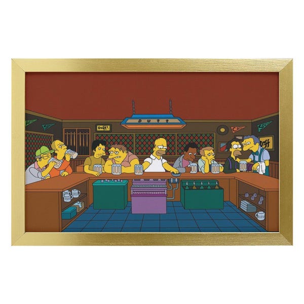 Black  gold outer frame Moes Tavern Bar Homer Simpson  Art Canvas Poster Wall Decor
