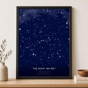 Custom Star Map Print, Personalized Night Sky Constellation Canvas, The Night We Met Poster, Meaningful Date Wall Art, Romantic Couple Decor
