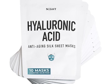 Ontdek hydraterend zijde-hyaluronzuurbladmasker, set van 10