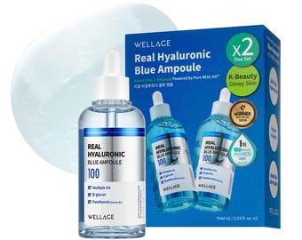 Wellage echte hyaluronzuurblauwe ampul, 2,53 fl oz, verpakking van 2